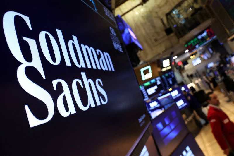 Hedge fund leverage reaches five-year high, buying bank stocks, Goldman Sachs says.